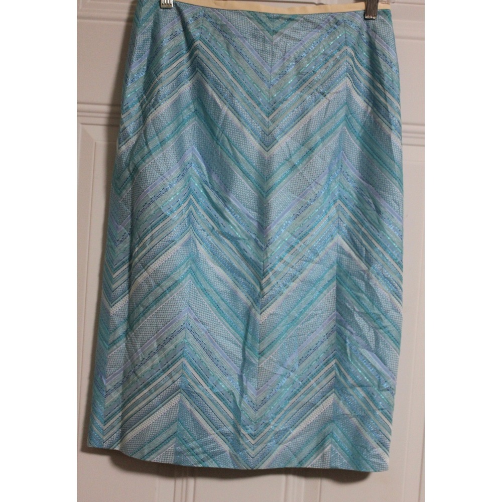 Escada Blue Chevron Pencil Skirt - Picture 6 of 7